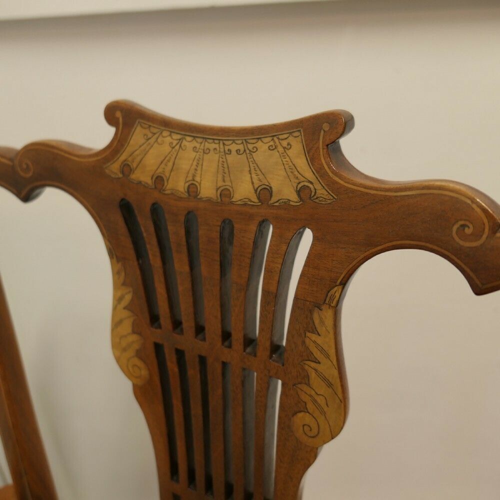 A Pair Of Elegant Edwardian Upholstered Arm Chairs photo vintage