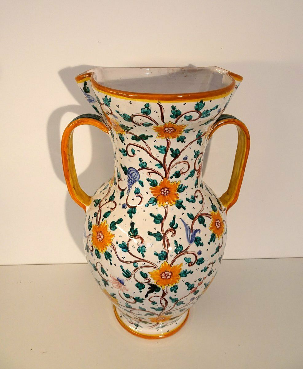 Italian Vase Majolica Ceramic From Proffessor Alfredo Santarelli, Perugia, Italy, 1950s photo furniture