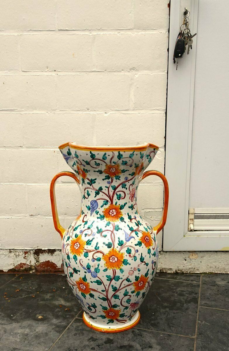 Italian Vase Majolica Ceramic From Proffessor Alfredo Santarelli, Perugia, Italy, 1950s photo 487.0