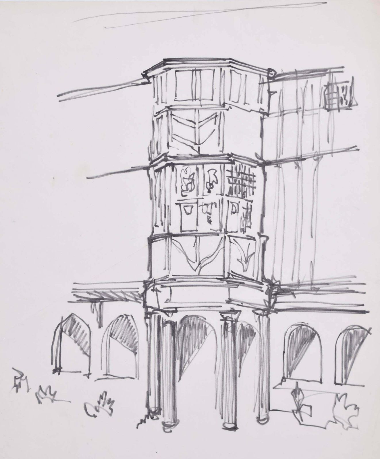 Margaret Souttar Queens' College, Cambridge President's Lodge Drawing By Margaret Souttar 1960s