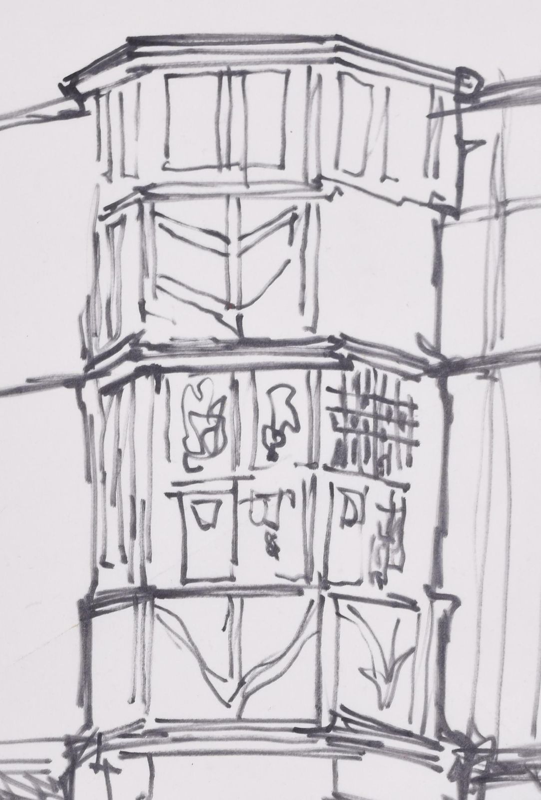 Margaret Souttar Queens' College, Cambridge President's Lodge Drawing By Margaret Souttar 1960s photo furniture