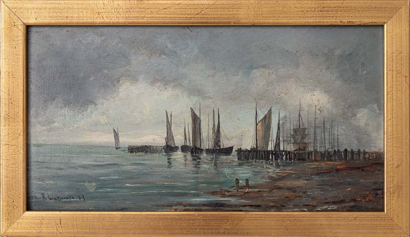 Collection Of Four 19th Century Marine Paintings    Various Artists photo Art