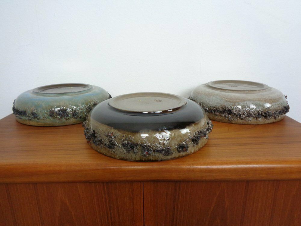 photo vinterior Glit Lava Ceramics Bowls & Vases By Ragnar Kjartansson, 1960s, Set Of 7