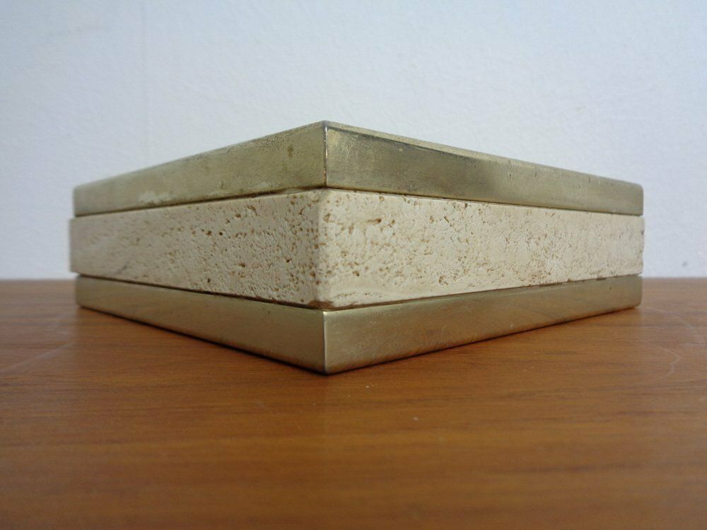 Home Decor Travertin & Brass Ashtray By Fratelli Mannelli, Italy, 1970s photo