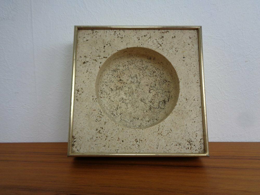 photo vinterior Travertin & Brass Ashtray By Fratelli Mannelli, Italy, 1970s