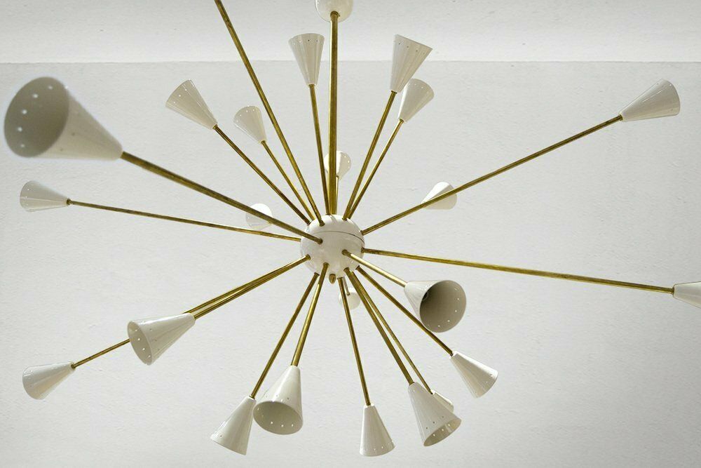 Italian Brass And Ivory Sputnik Chandelier, 1950s photo 2931.0