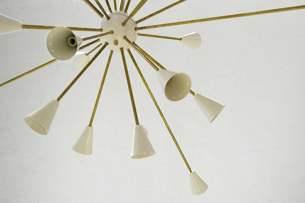 Italian Brass And Ivory Sputnik Chandelier, 1950s photo vintage