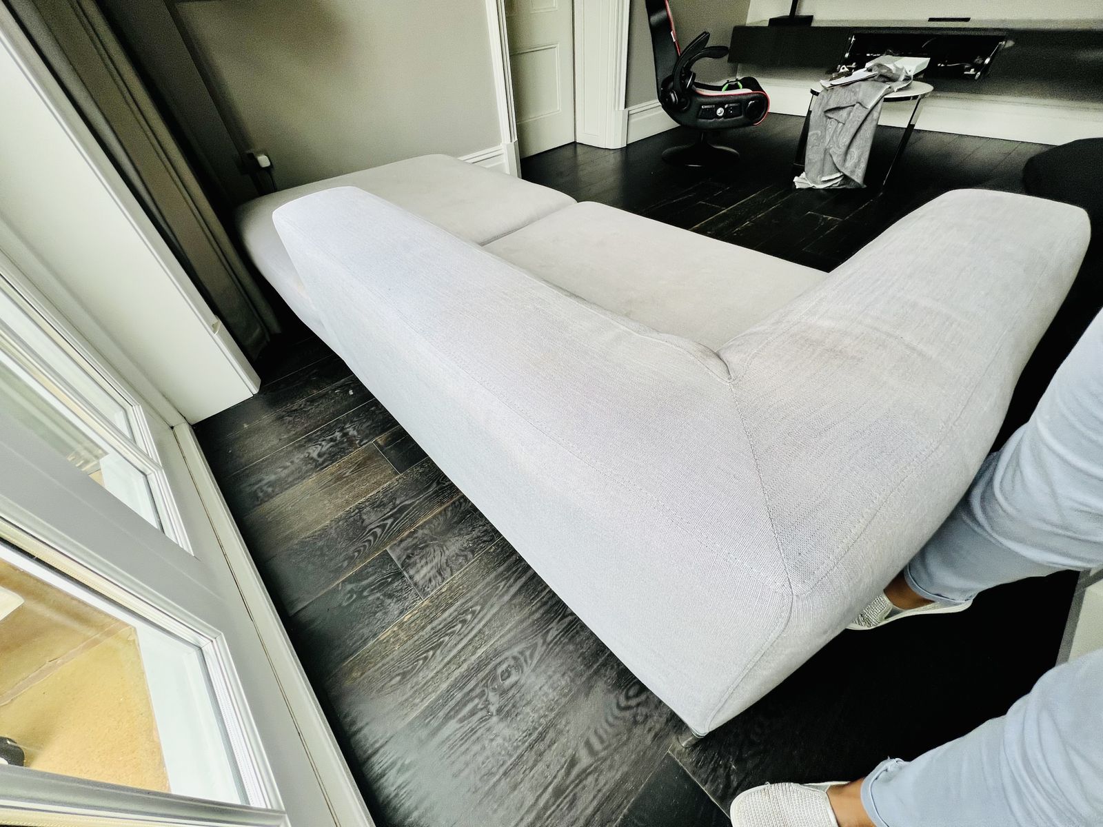 B&B Italia Michel Effe Chaise Longue Sofa In Pale Grey Fabric, Super Comfortable photo Furniture