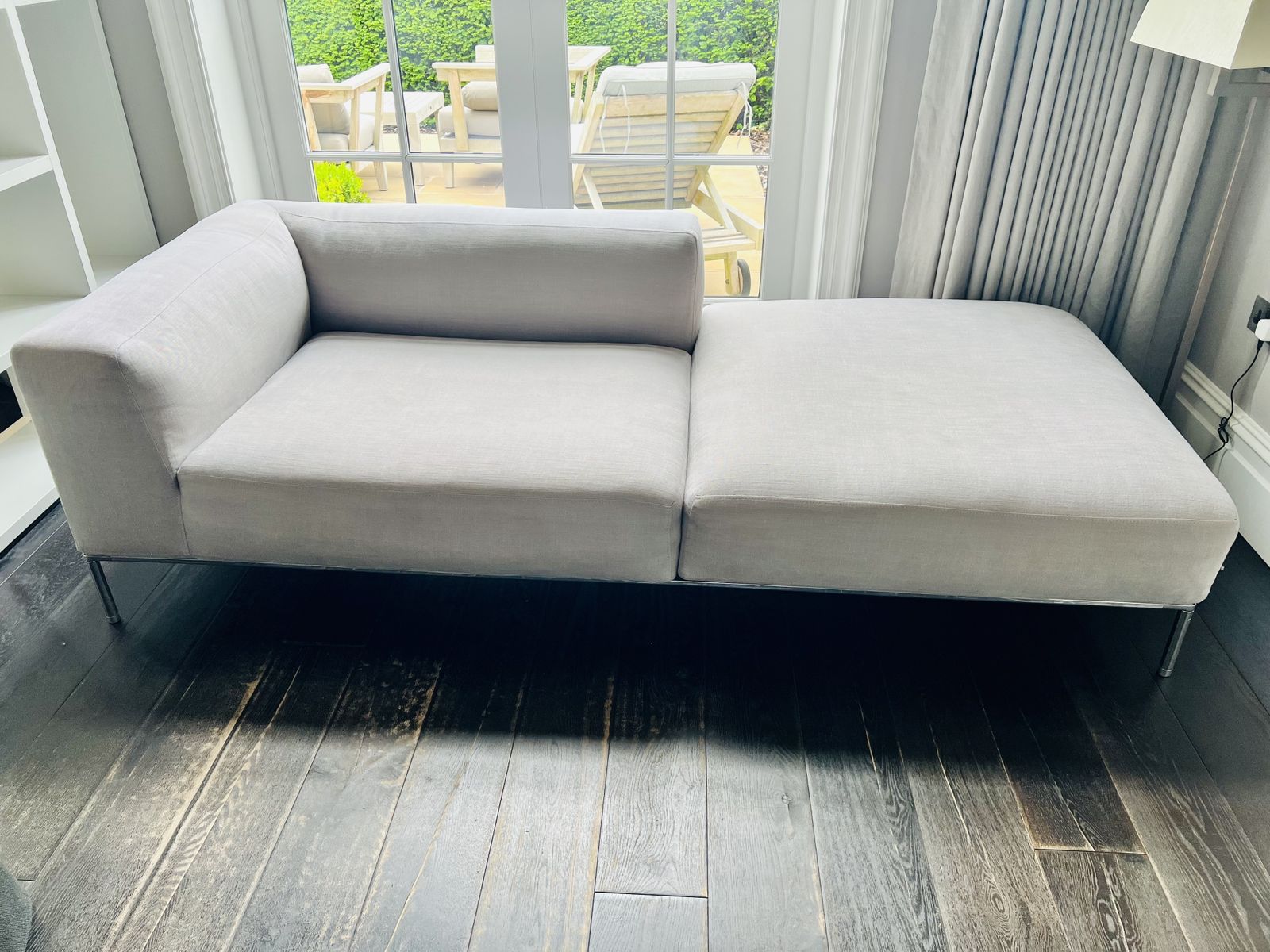 B&B Italia Michel Effe Chaise Longue Sofa In Pale Grey Fabric, Super Comfortable photo buy