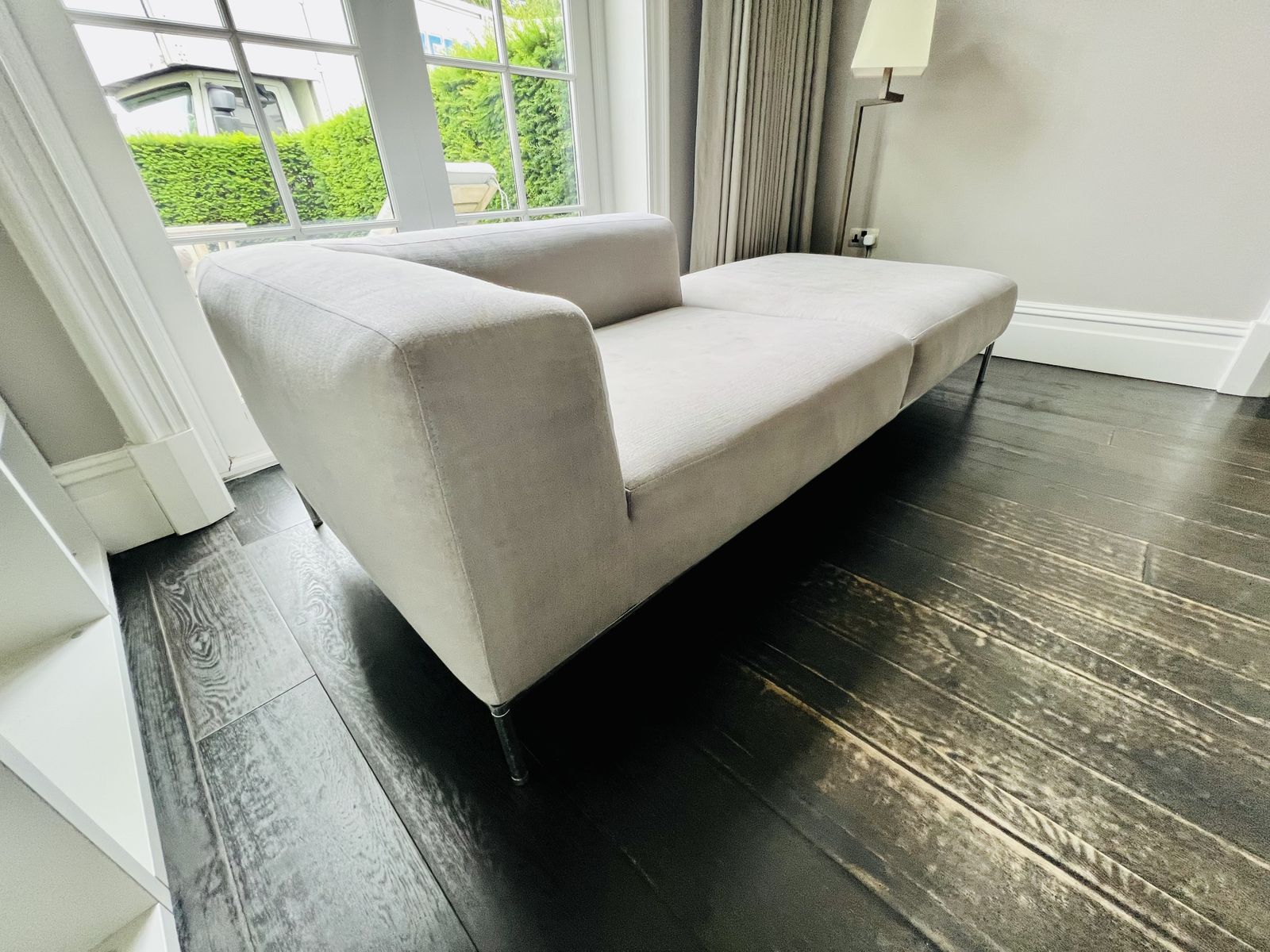 B&B Italia Michel Effe Chaise Longue Sofa In Pale Grey Fabric, Super Comfortable photo vintage