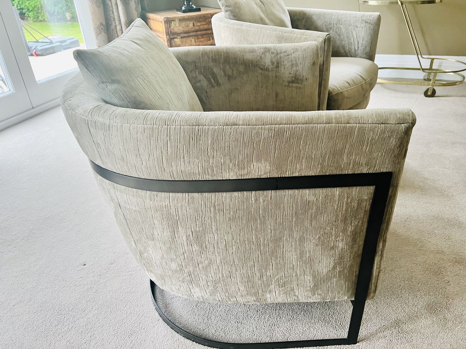 A Pair Of Harlow Metal Base Cushion Chairs, Immaculate Condition Rrp £1290 Each photo furniture
