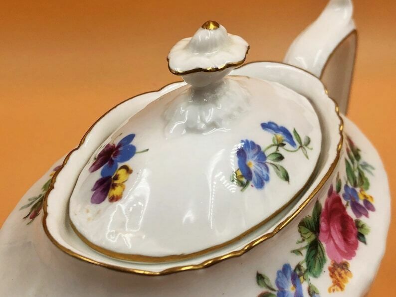 Royal Crown Derby China Melody Design Burford Shape 1.5 Pint Capacity Tea Pot. A1000 photo for sale