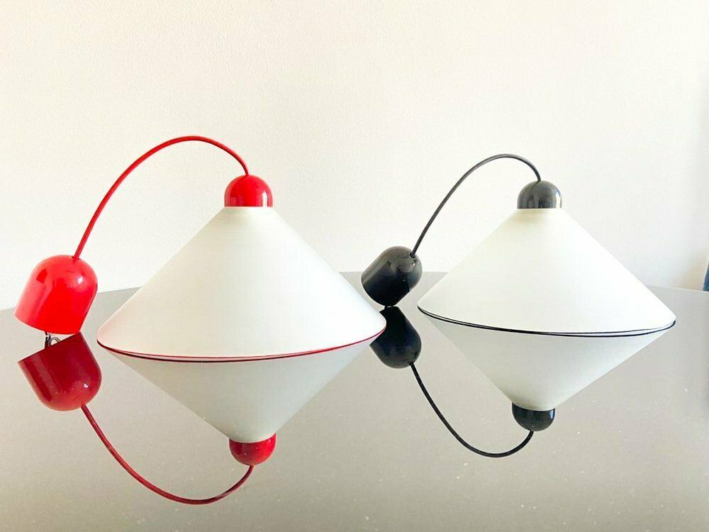 Sofit Lamps In Opaline Glass, Italy, 1970s, Set Of 2