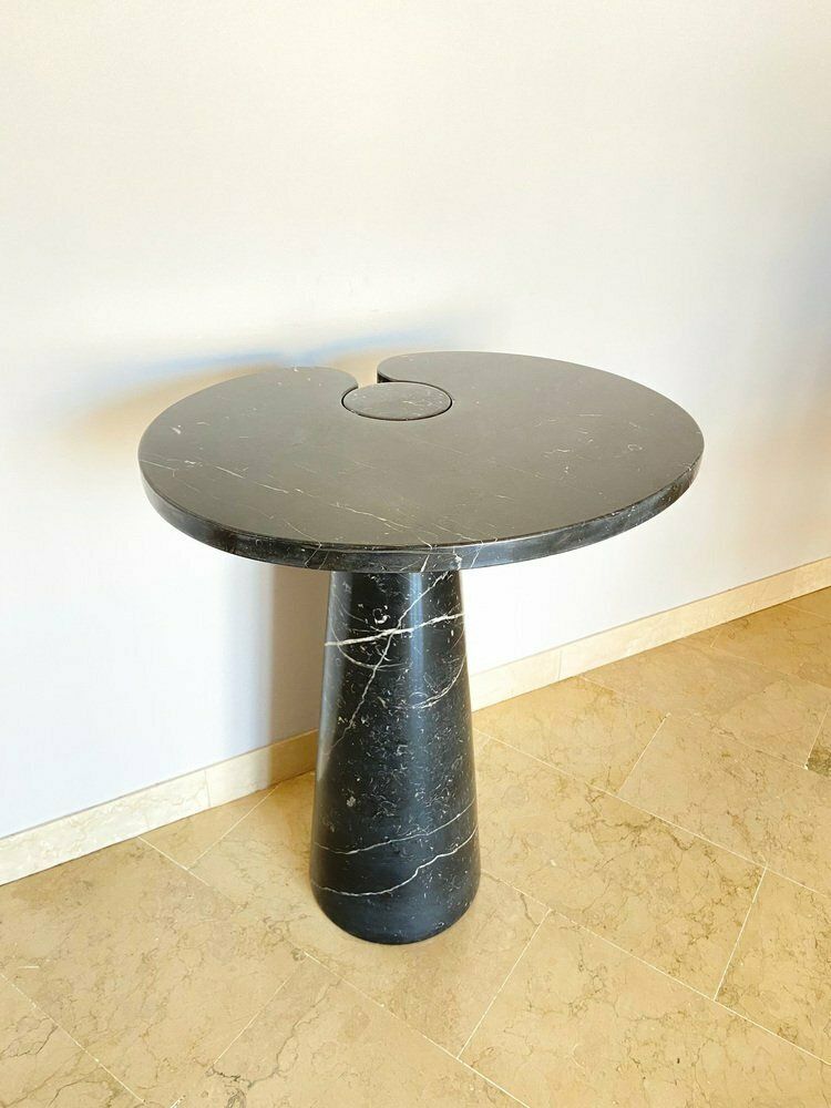 Furniture Italian Angelo Mangiarotti Style Black Marble Marquina Coffee Table For Skipper, 1971 photo