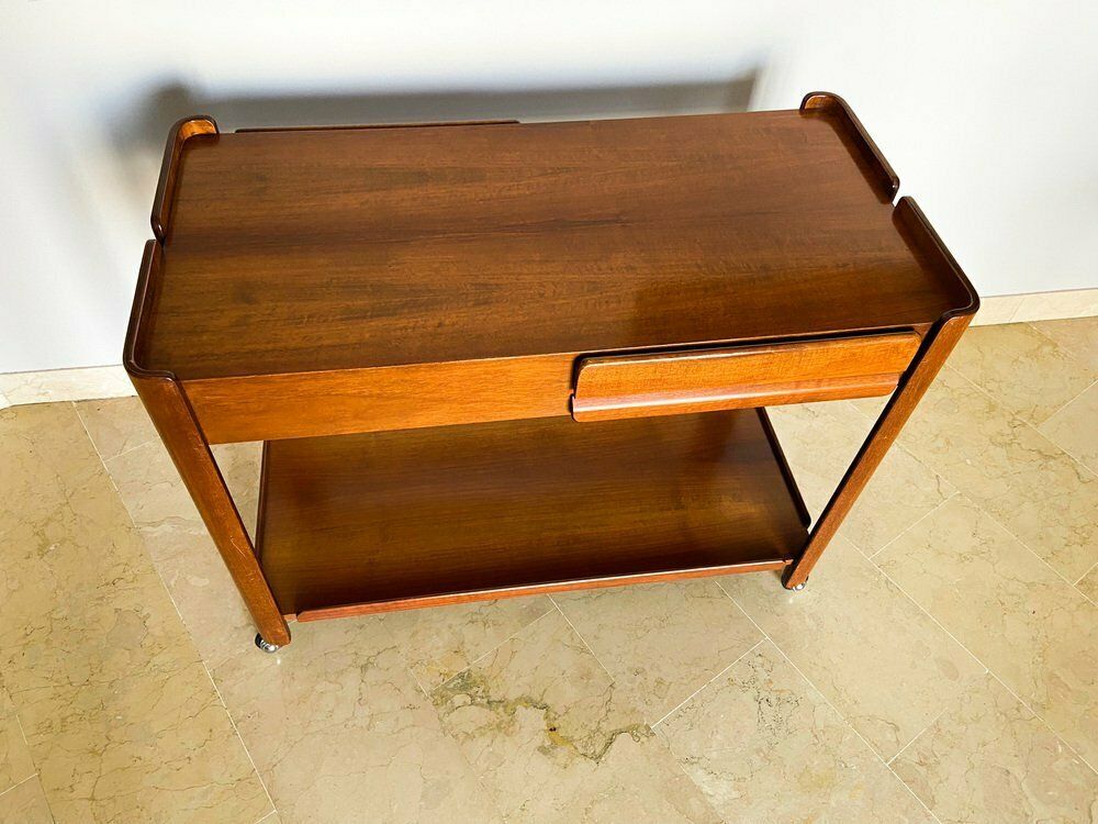 Vintage Italian Walnut Coffee Table With Two Drawers, 1970s photo for sale