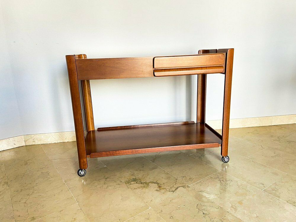 Vintage Italian Walnut Coffee Table With Two Drawers, 1970s photo vinterior