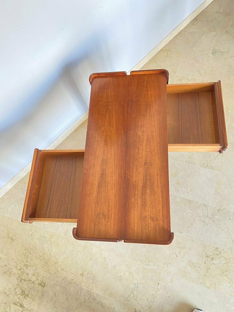 photo vintage Vintage Italian Walnut Coffee Table With Two Drawers, 1970s