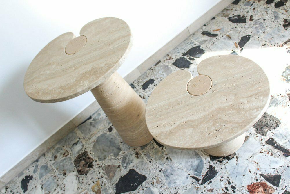 4710.0 Travertine Tables By Angelo Mangiarotti, Italy, 1970s, Set Of 2 photo