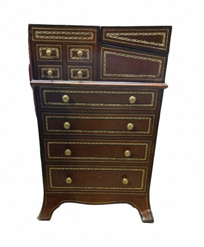 Regency Leather Chest Bureau Desk Writing Companion photo Furniture