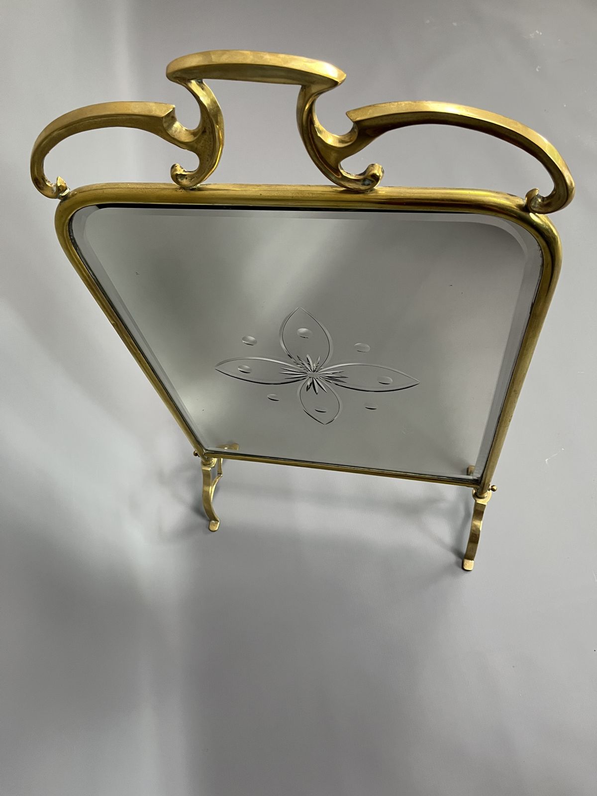 Art Nouveau Brass & Mirrored Glass Fire Screen photo furniture