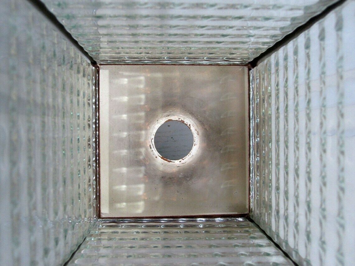 Copper And Glass Lampshade / Outdoor Or Indoor Lantern Light Cover photo vintage
