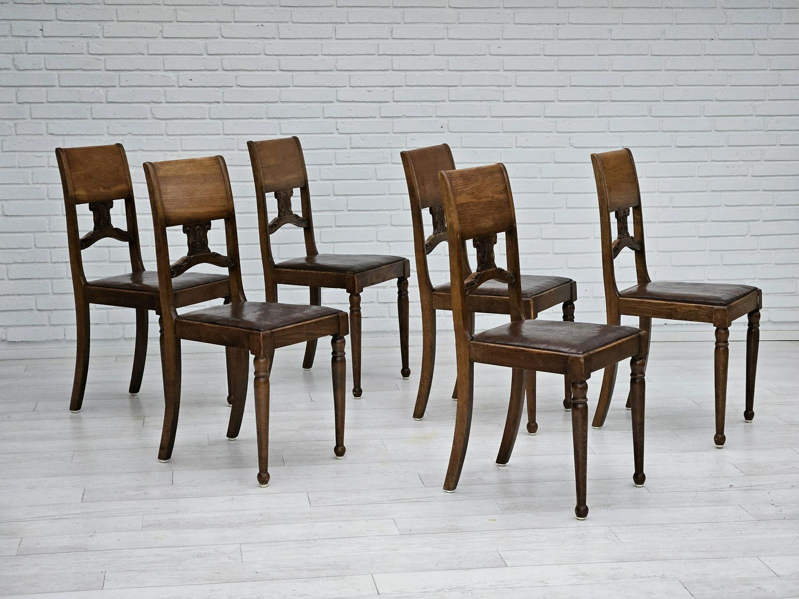 1930s, Set Of 6 Scandinavian Chairs, Original Good Condition. photo for sale