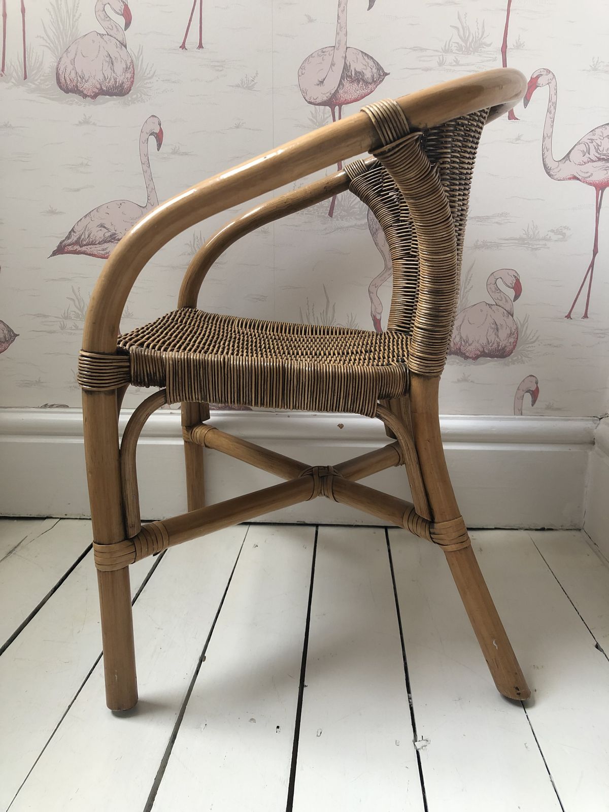 photo vintage Childs Bamboo And Rattan Armchair
