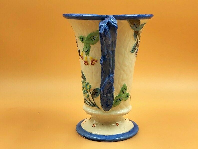Art Deco James Kent Fenton Polyanthus Large Majolica Jug / Pitcher. 1930's. 7". photo 75.0