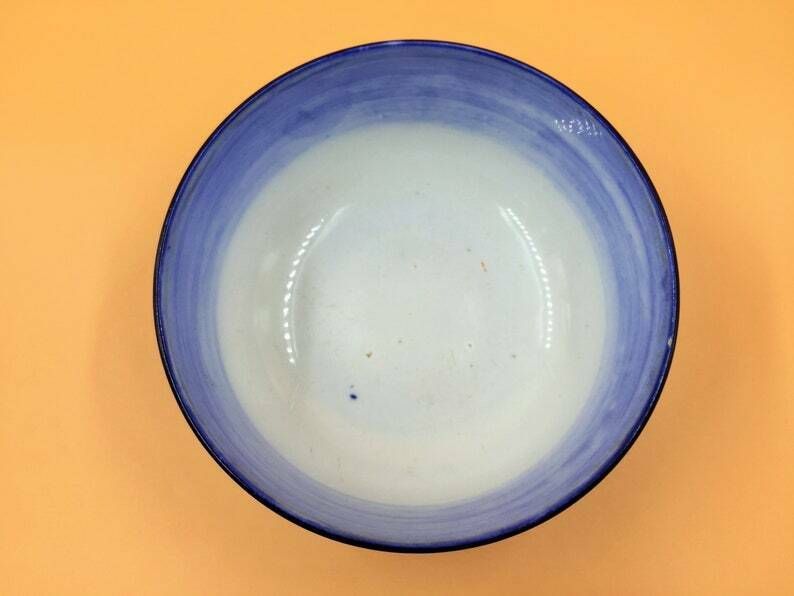 Antique Minton Pottery Flow Blue Willow Pattern Large Bowl. C1891 1912. photo for sale
