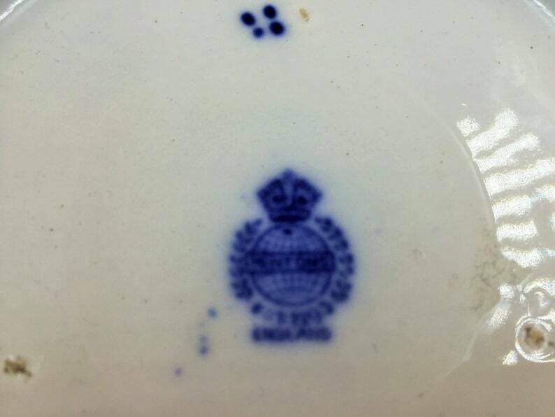 photo for sale Antique Minton Pottery Flow Blue Willow Pattern Large Bowl. C1891 1912.