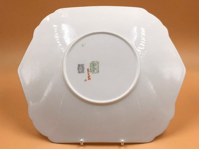 Vintage Shelley China gemaakt voor Lawleys, Apple Blossom patroon, cake/sandwich serveerschaal. 0148. photo vinterior