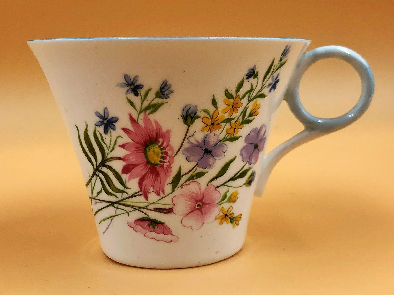 Shelley China Wild Flowers Regent Shape Tea Cup, Saucer And Side Plate Trio. 13668. C1935. photo for sale