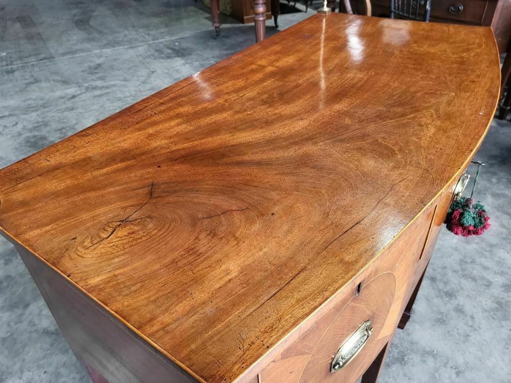 Antique Georgian Walnut Small Bow Front Sideboard 3 Drawers Tapered Legs photo buy