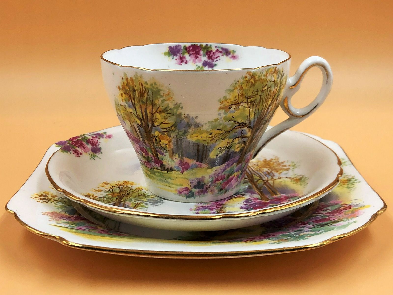 Shelley China England's Charm Cambridge Shape Tea Cup, Saucer And Side Plate Trio. 0188. 823343.   Free Uk Post photo furniture