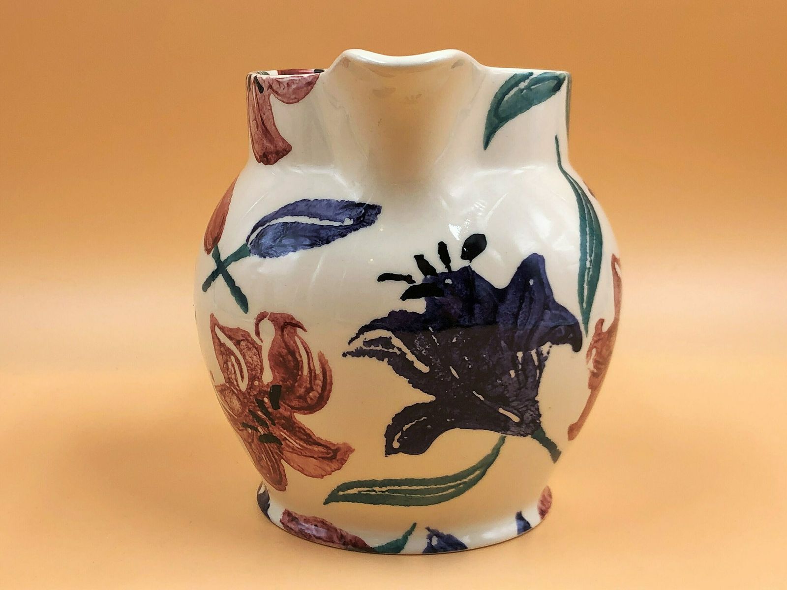 Emma Bridgewater Pottery Purple And Pink Spongeware Lilies 1.5 Pint Jug / Pitcher. C1989   90.   Free Uk Post photo furniture