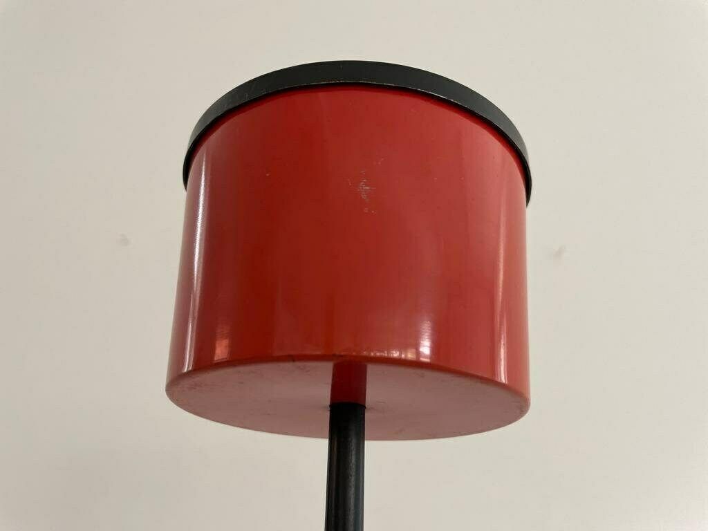 Red And Black Metal Italian Design Unusual Floor Ashtray With Arc Foots, 1970s photo vintage