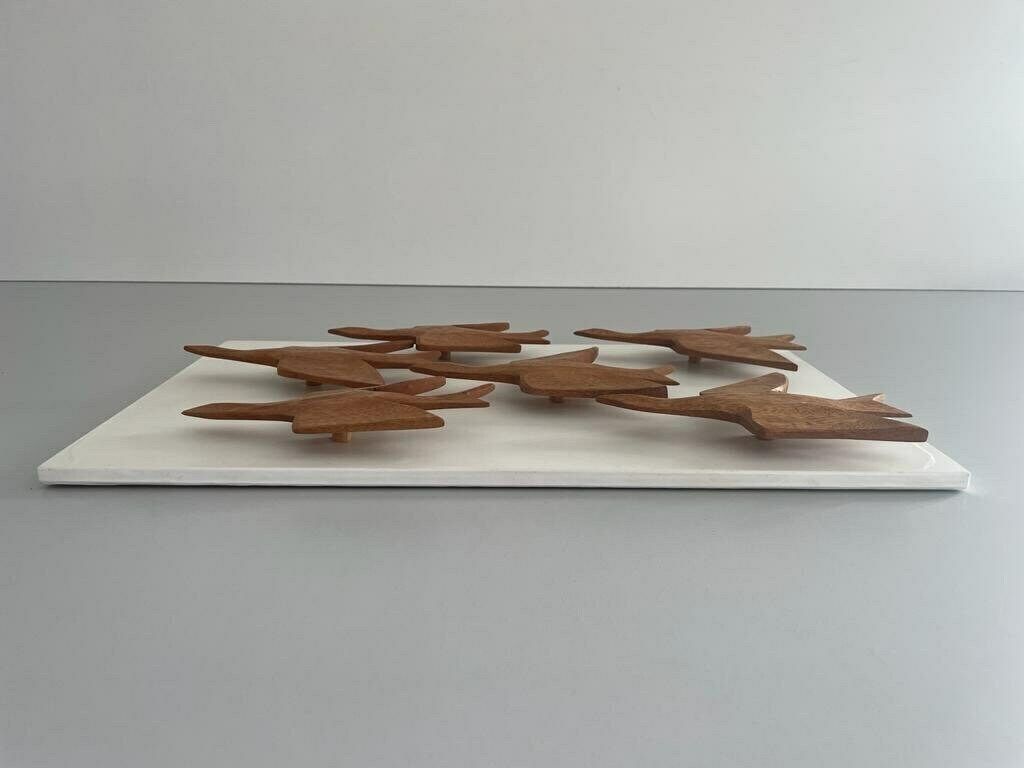 German Modern 6 Flying Birds Made Of Wood Wall Art, 1960s, Germany photo vinterior