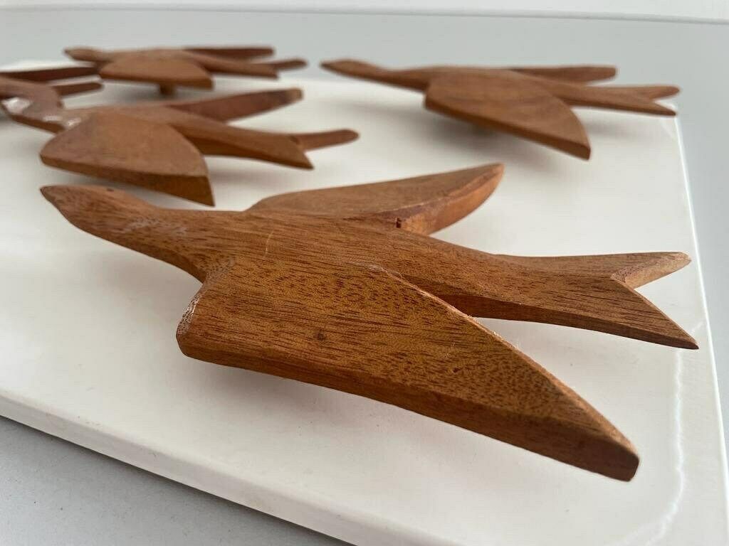 photo furniture German Modern 6 Flying Birds Made Of Wood Wall Art, 1960s, Germany