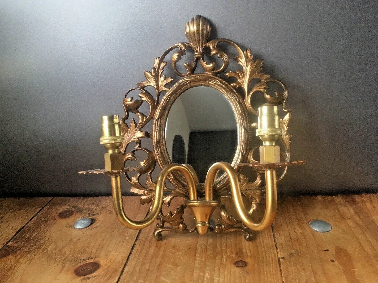 Antique Louis XV French Gilt Bronze Rococo Mirror Sconce Wall Light Beatrice photo furniture