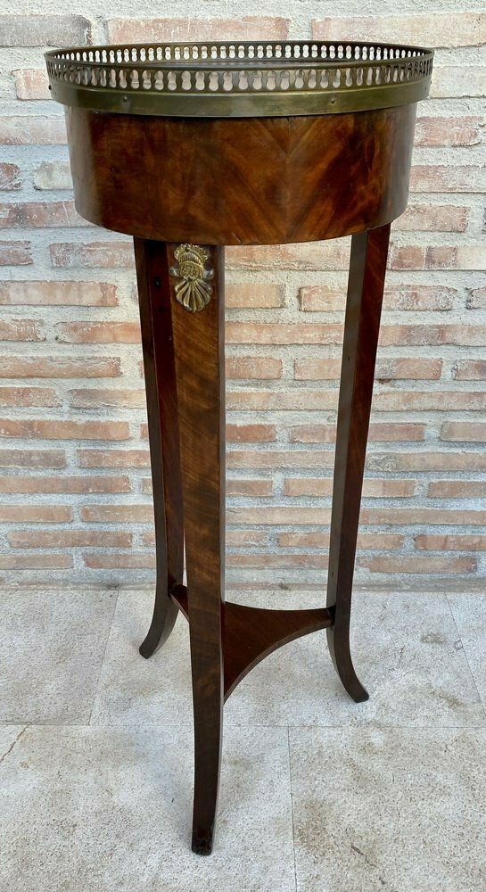 Antique French Louis XVI Style Walnut Bouillotte Side Table 1800s photo Furniture