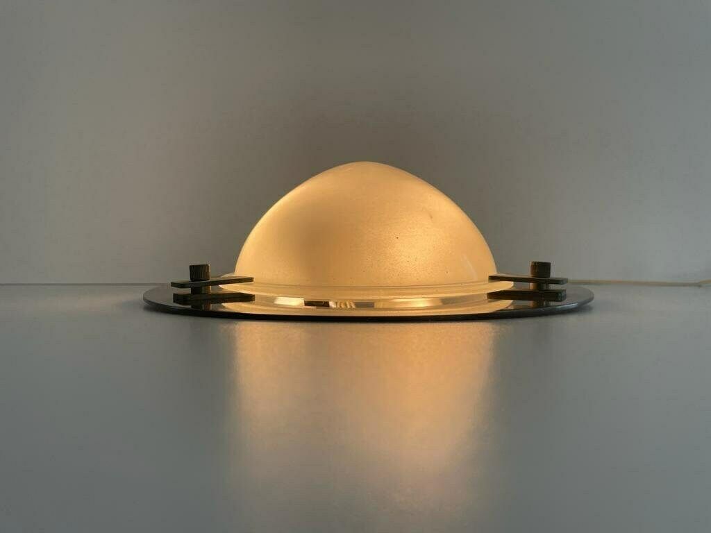 Italian Oval Glass & Black Backplate Industrial Wall Or Ceiling Lamp, 1960s, Italy photo buy