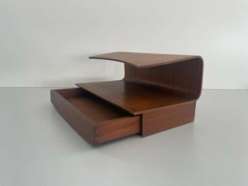 Italian Wood Floating Shelf With Drawer, 60s, Italy