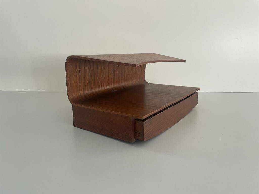 Italian Wood Floating Shelf With Drawer, 60s, Italy photo furniture