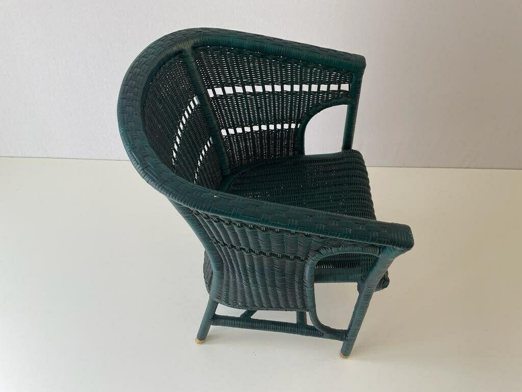 Green Wicker Armchairs With Gold Foot Detail, 60s/70s, Germany photo for sale