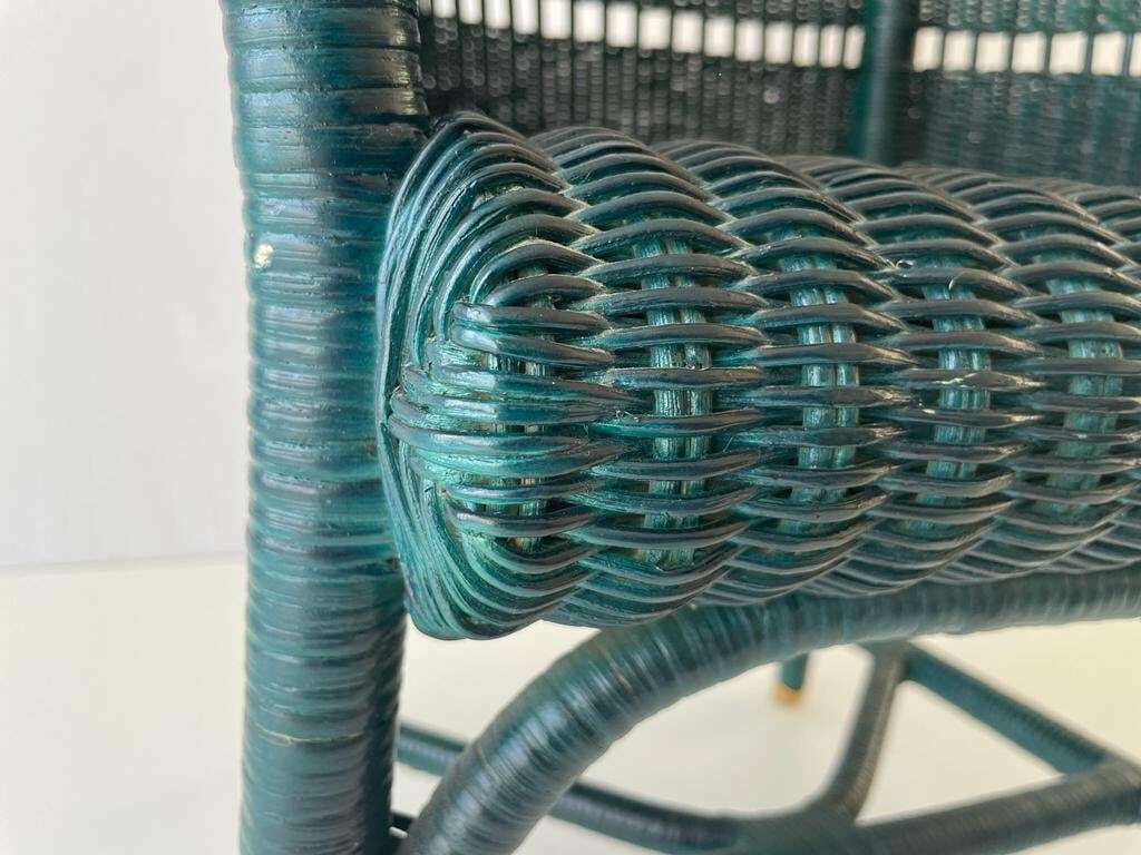 Green Wicker Armchairs With Gold Foot Detail, 60s/70s, Germany photo vintage