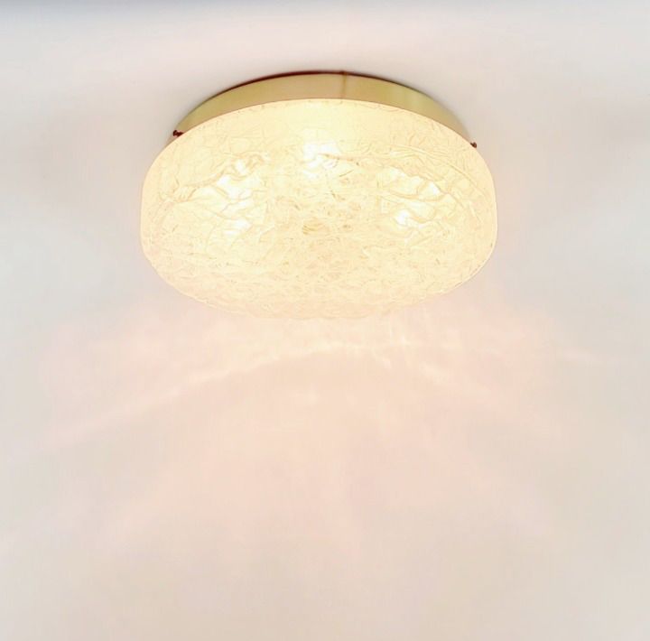 Pair Of Large Murano Ice Glass Ceiling Lights From Doria Leuchten, Germany, 1960s photo vinterior