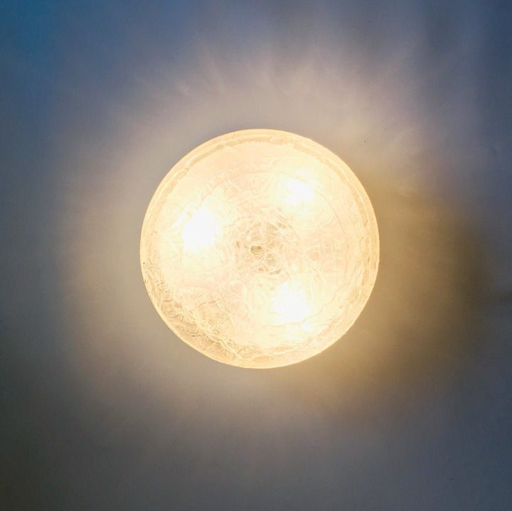 photo furniture Pair Of Large Murano Ice Glass Ceiling Lights From Doria Leuchten, Germany, 1960s