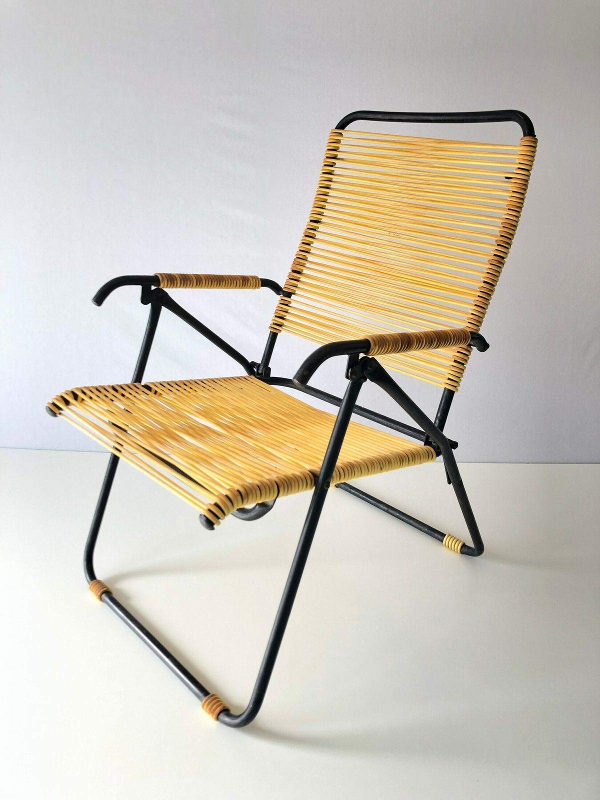 Iconic Italian Yellow Pair Of Outdoor Spaghetti Armchairs, 1970s, Italy photo 1356.0