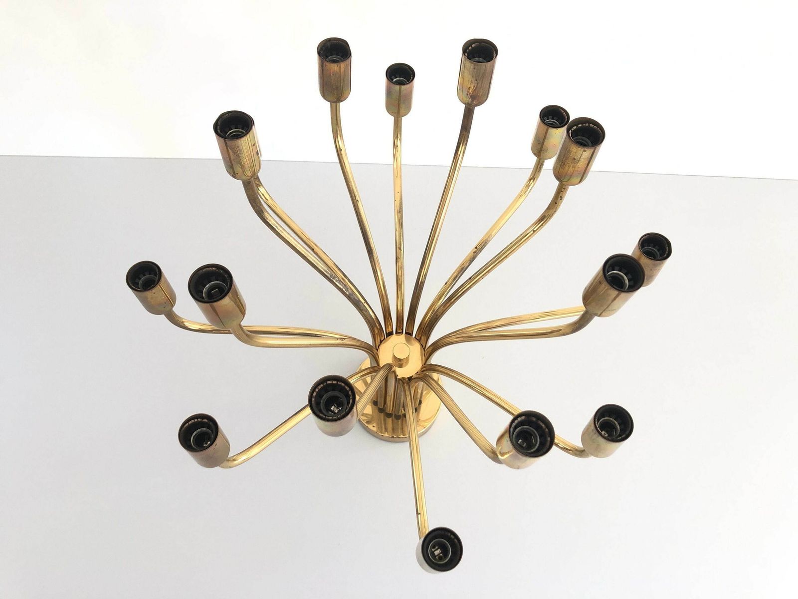 Exceptional 16 Armed Full Brass Sputnik Chandelier By Wkr, 1970s, Germany photo buy
