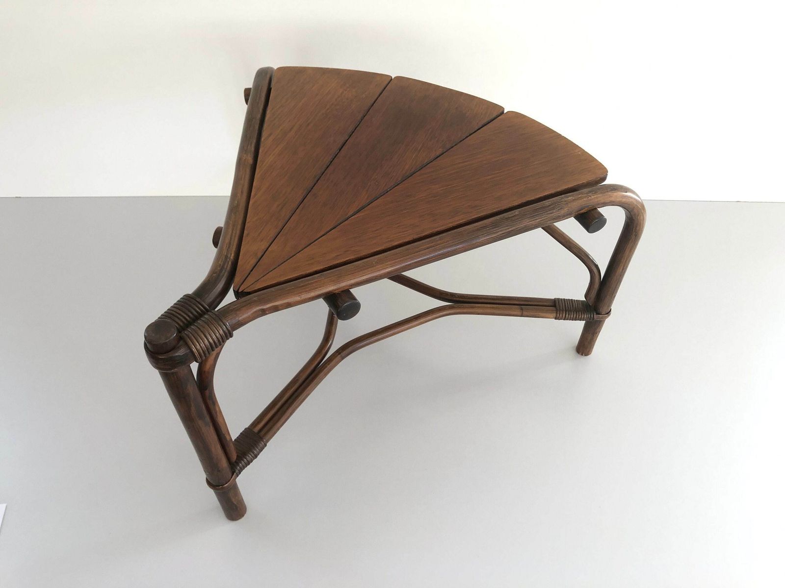 Dark Brown Bamboo   Wood Triangle Pieces Design Rare Coffee Table, 1960s photo furniture
